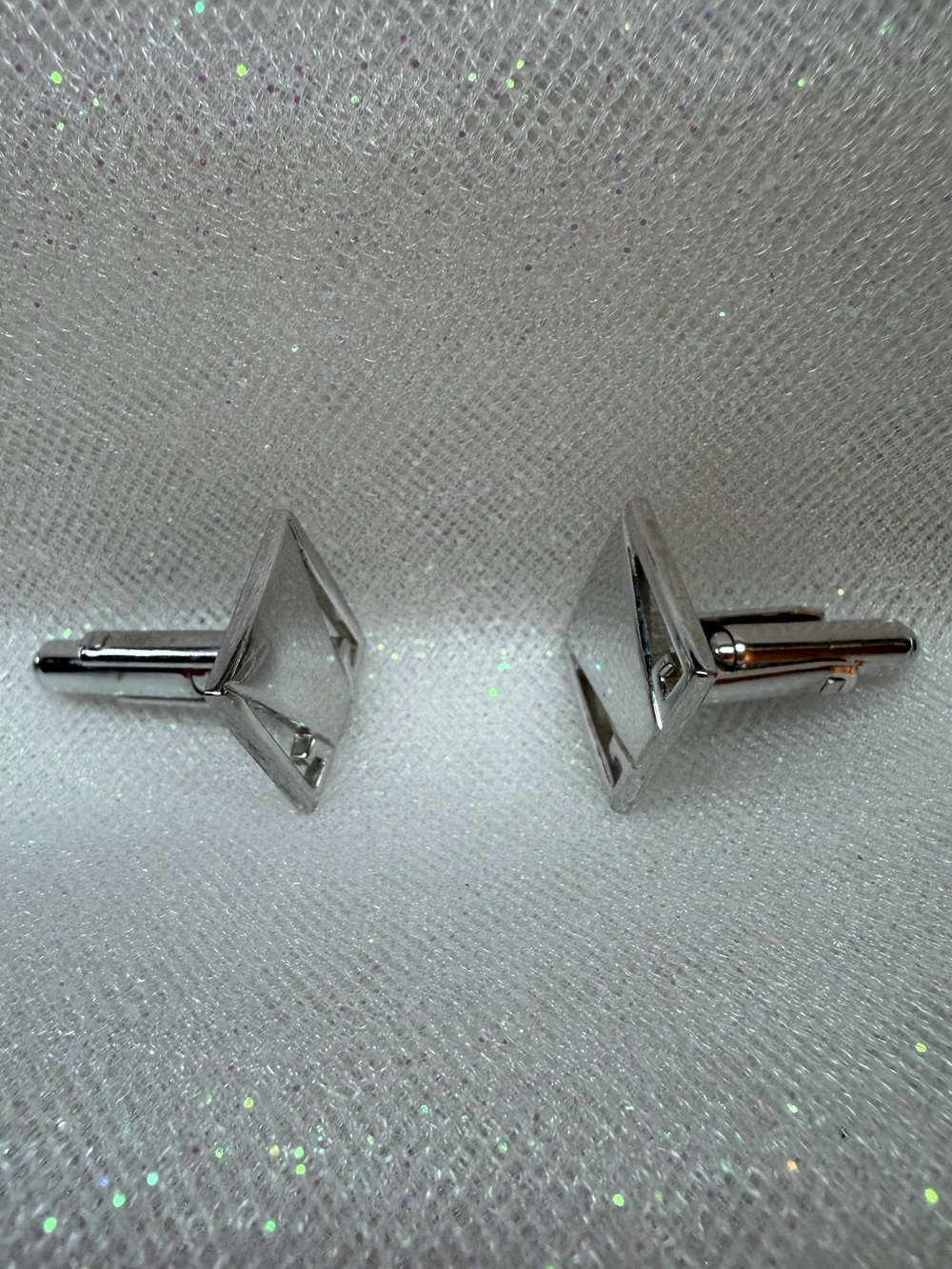 Crystal Square Silver Cufflinks for Men
